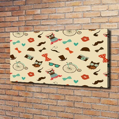 Foto en lienzo con acabado profesional horizontal Búhos hipster