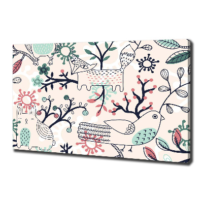 Cuadro canvas moderno de gran formato horizontal Animales y flores