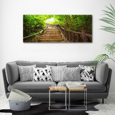 Cuadro canvas con impresión uv duradera horizontal Escaleras en el bosque