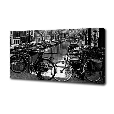 Cuadro canvas moderno de gran formato horizontal Bicicletas de Ámsterdam