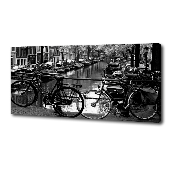Cuadro canvas moderno de gran formato horizontal Bicicletas de Ámsterdam