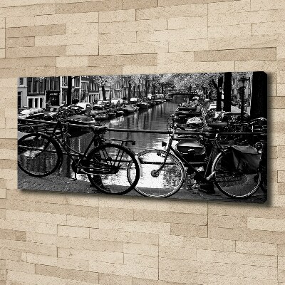 Cuadro canvas moderno de gran formato horizontal Bicicletas de Ámsterdam