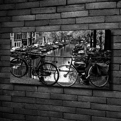 Cuadro canvas moderno de gran formato horizontal Bicicletas de Ámsterdam