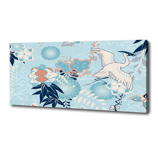 Foto en lienzo con acabado profesional horizontal Grulla y flores