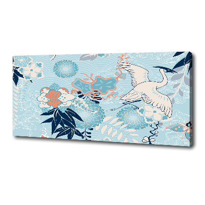 Foto en lienzo con acabado profesional horizontal Grulla y flores