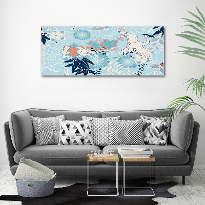 Foto en lienzo con acabado profesional horizontal Grulla y flores