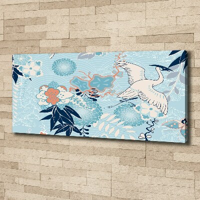 Foto en lienzo con acabado profesional horizontal Grulla y flores