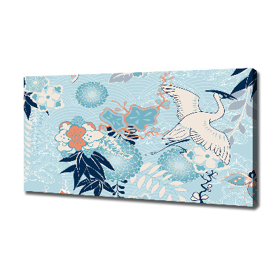 Foto en lienzo con acabado profesional horizontal Grulla y flores