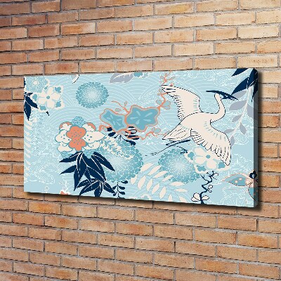 Foto en lienzo con acabado profesional horizontal Grulla y flores