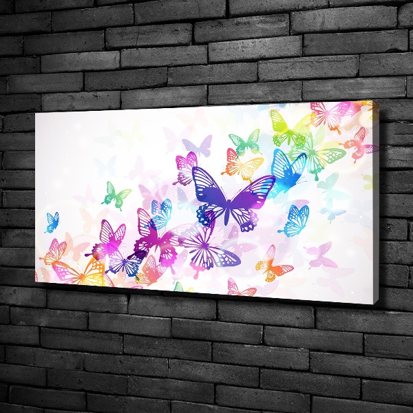 Cuadro canvas con impresión uv duradera horizontal mariposas coloridas