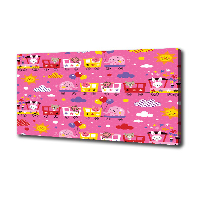 Fotocuadro en lienzo de alta calidad horizontal Animales en el tren