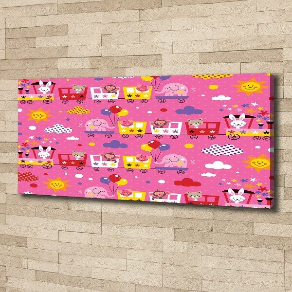 Fotocuadro en lienzo de alta calidad horizontal Animales en el tren