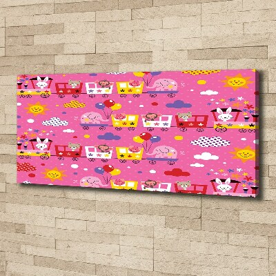 Fotocuadro en lienzo de alta calidad horizontal Animales en el tren