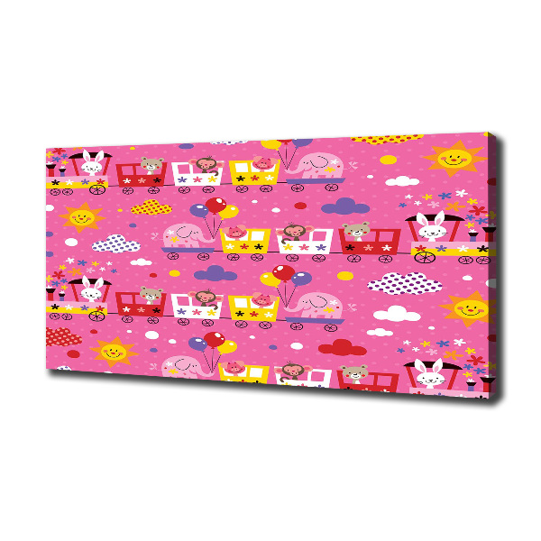 Fotocuadro en lienzo de alta calidad horizontal Animales en el tren