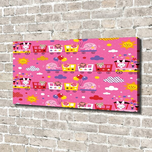 Fotocuadro en lienzo de alta calidad horizontal Animales en el tren