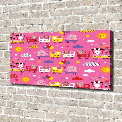 Fotocuadro en lienzo de alta calidad horizontal Animales en el tren