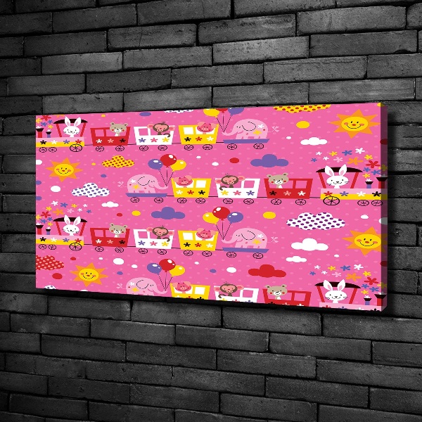 Fotocuadro en lienzo de alta calidad horizontal Animales en el tren