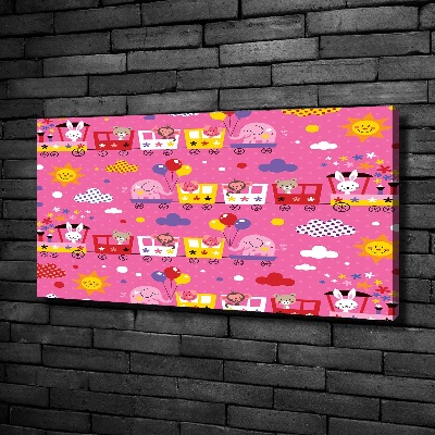 Fotocuadro en lienzo de alta calidad horizontal Animales en el tren