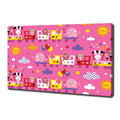 Fotocuadro en lienzo de alta calidad horizontal Animales en el tren