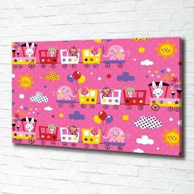 Fotocuadro en lienzo de alta calidad horizontal Animales en el tren