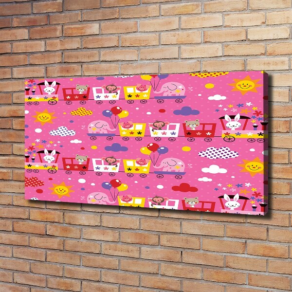 Fotocuadro en lienzo de alta calidad horizontal Animales en el tren