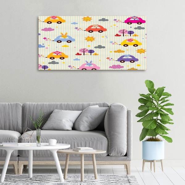 Cuadro canvas con impresión uv duradera horizontal coches de juguete