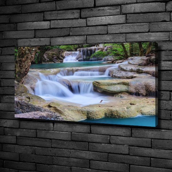 Cuadro canvas con impresión uv duradera horizontal Cascada en el bosque