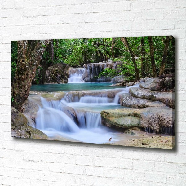 Cuadro canvas con impresión uv duradera horizontal Cascada en el bosque