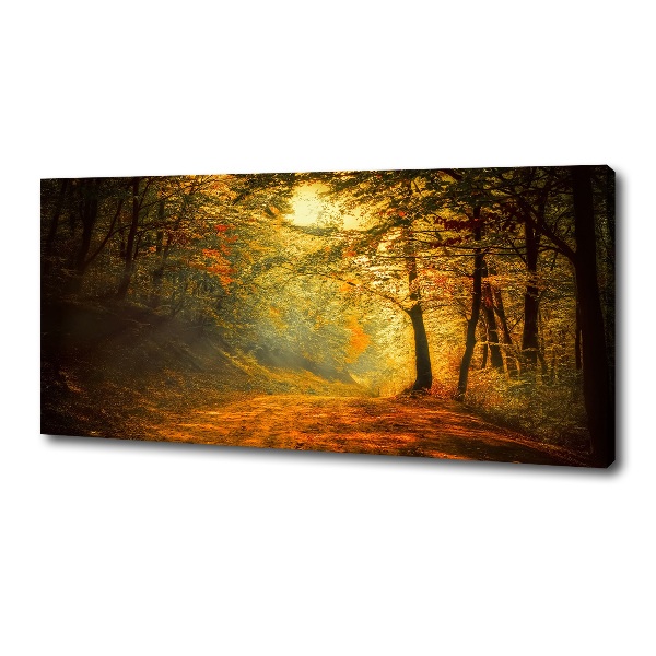 Cuadro canvas moderno de gran formato horizontal Bosque en otoño