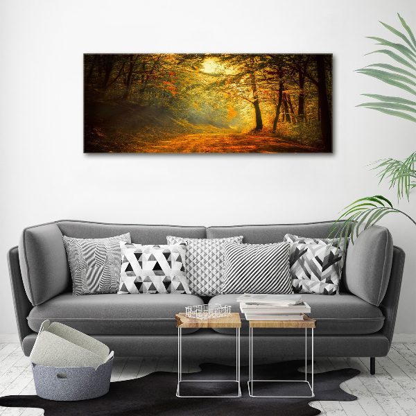 Cuadro canvas moderno de gran formato horizontal Bosque en otoño