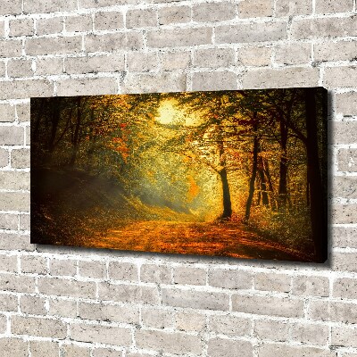 Cuadro canvas moderno de gran formato horizontal Bosque en otoño