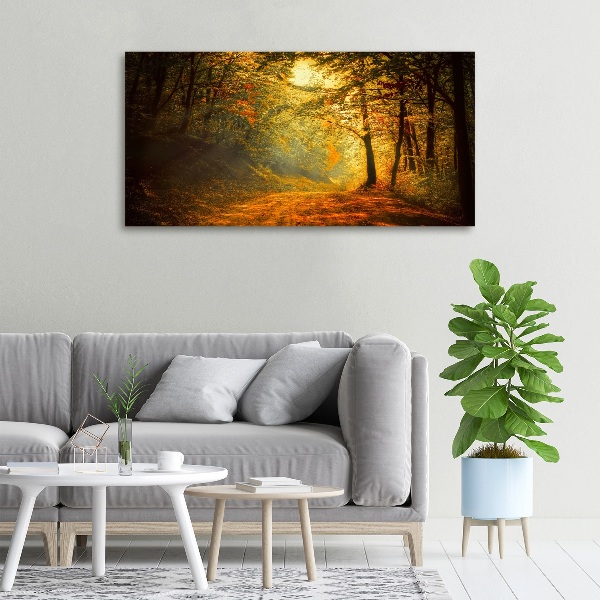 Cuadro canvas moderno de gran formato horizontal Bosque en otoño