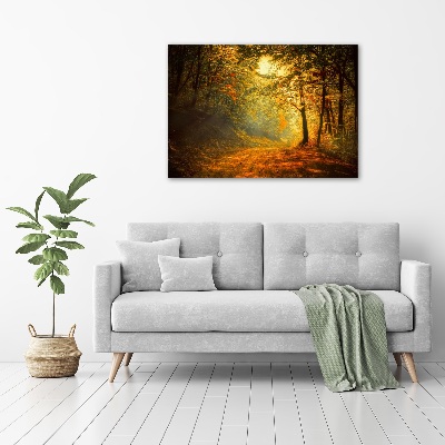 Cuadro canvas moderno de gran formato horizontal Bosque en otoño