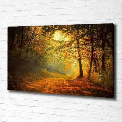 Cuadro canvas moderno de gran formato horizontal Bosque en otoño