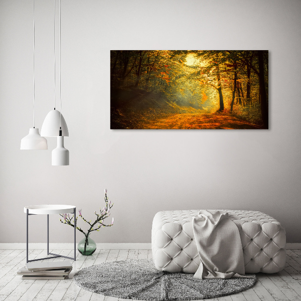 Cuadro canvas moderno de gran formato horizontal Bosque en otoño
