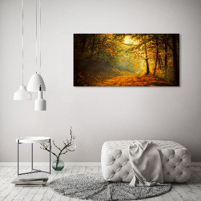 Cuadro canvas moderno de gran formato horizontal Bosque en otoño
