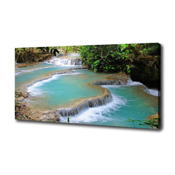 Fotocuadro en lienzo de alta calidad horizontal Cascada en el bosque