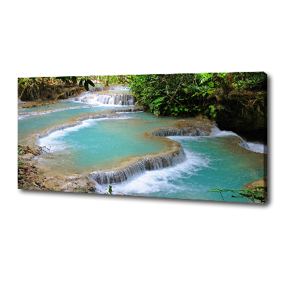 Fotocuadro en lienzo de alta calidad horizontal Cascada en el bosque
