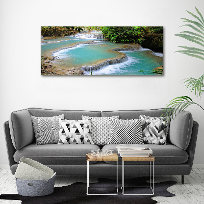 Fotocuadro en lienzo de alta calidad horizontal Cascada en el bosque