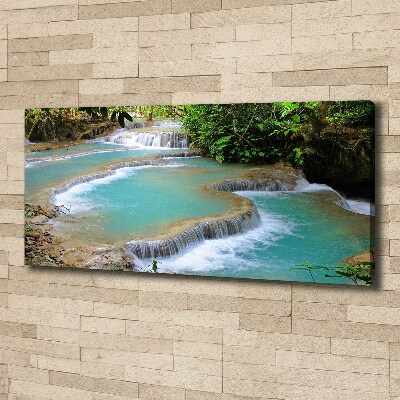 Fotocuadro en lienzo de alta calidad horizontal Cascada en el bosque