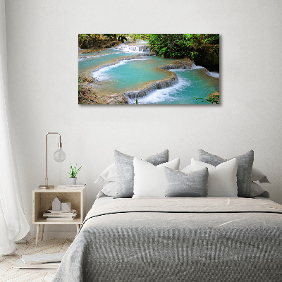 Fotocuadro en lienzo de alta calidad horizontal Cascada en el bosque