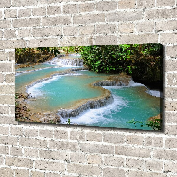 Fotocuadro en lienzo de alta calidad horizontal Cascada en el bosque