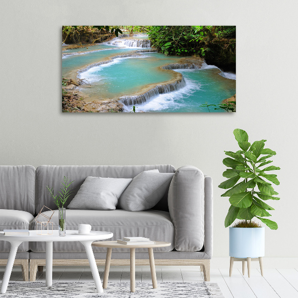 Fotocuadro en lienzo de alta calidad horizontal Cascada en el bosque