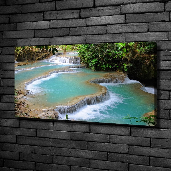 Fotocuadro en lienzo de alta calidad horizontal Cascada en el bosque