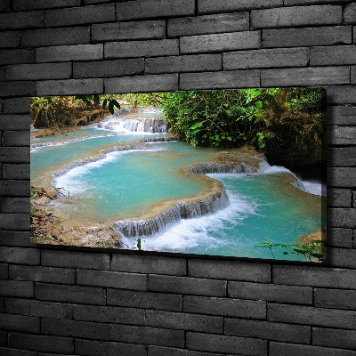 Fotocuadro en lienzo de alta calidad horizontal Cascada en el bosque