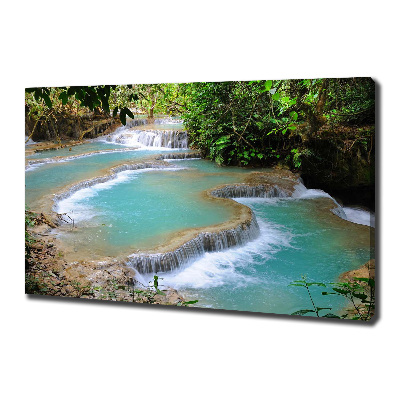 Fotocuadro en lienzo de alta calidad horizontal Cascada en el bosque