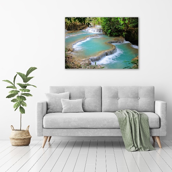 Fotocuadro en lienzo de alta calidad horizontal Cascada en el bosque