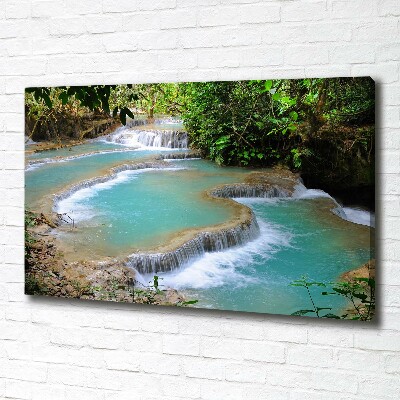 Fotocuadro en lienzo de alta calidad horizontal Cascada en el bosque