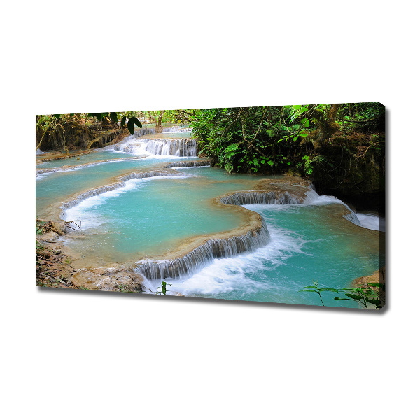 Fotocuadro en lienzo de alta calidad horizontal Cascada en el bosque