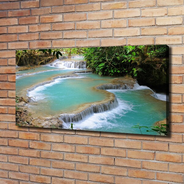 Fotocuadro en lienzo de alta calidad horizontal Cascada en el bosque